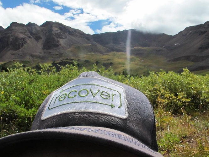 Recover Brands Hat with Mountains in the background