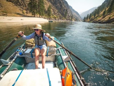 Person rafting down a river