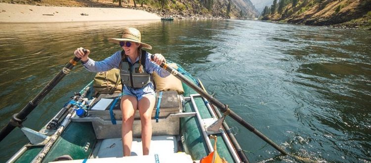 Person rafting down a river