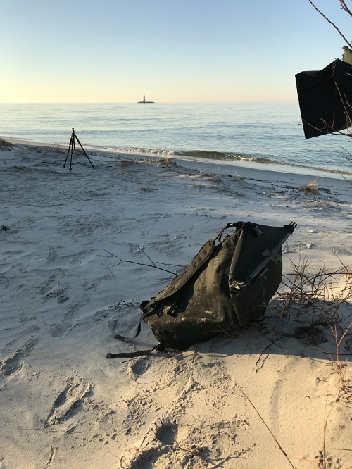 Watershed Drybag on the sandy beach