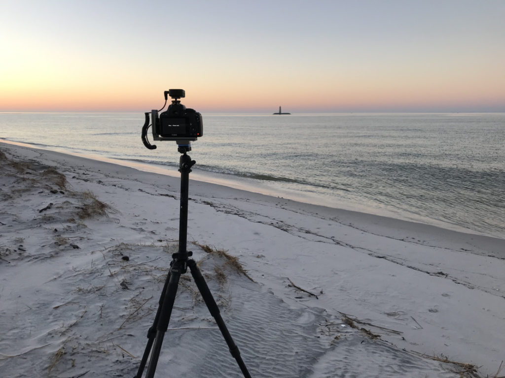 Image set on the tripod capturing the sunset